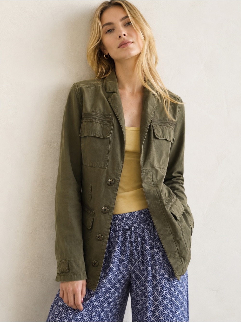 Elizabeth and James Green Military Utility Blazer Jacket Small
